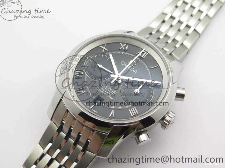 0402 De Ville Chronograph SS OMF 1:1 Best Edition Black Dial On SS Bracelet A Attractive 8150